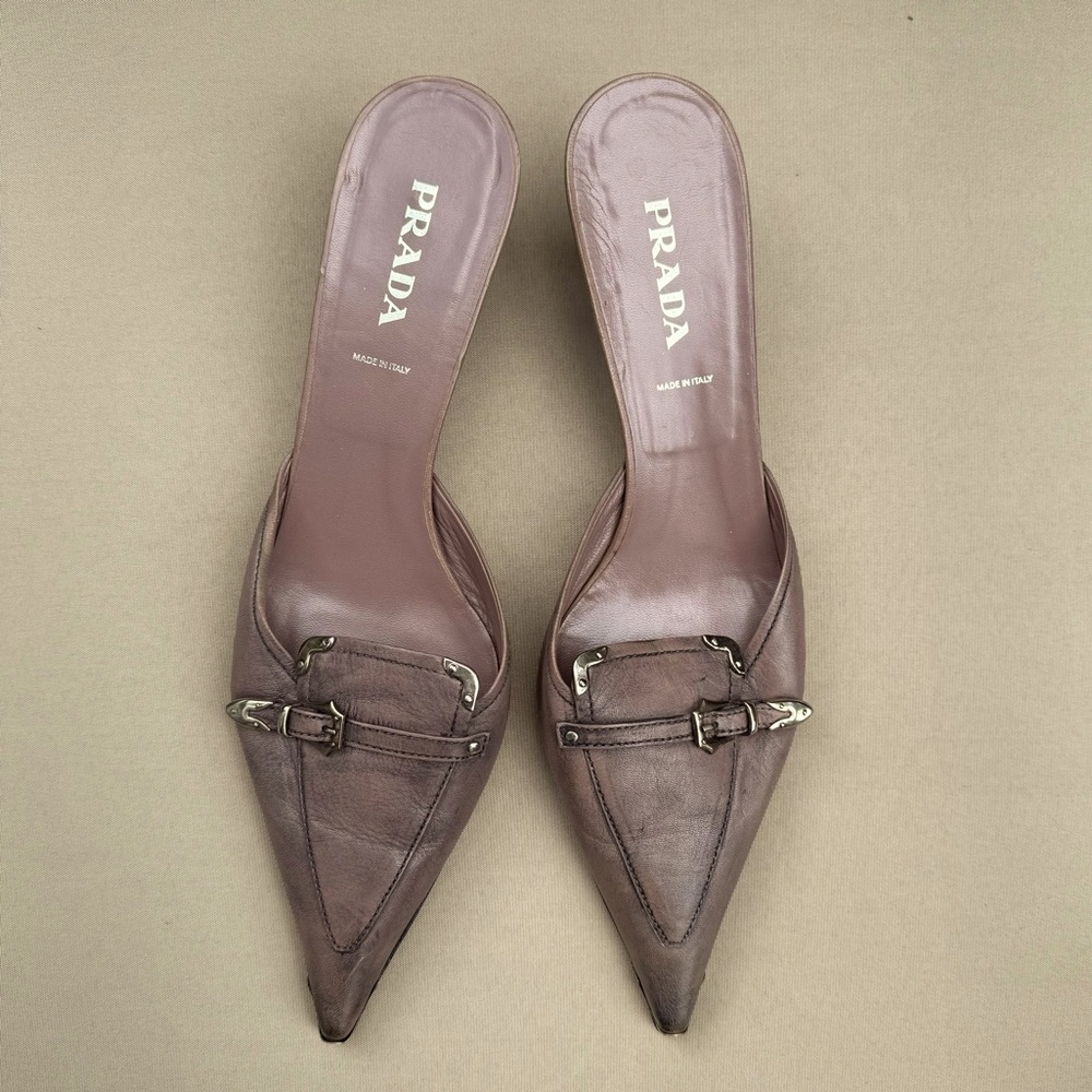 PRADA Brown Mule Kitten Heels - Size 41